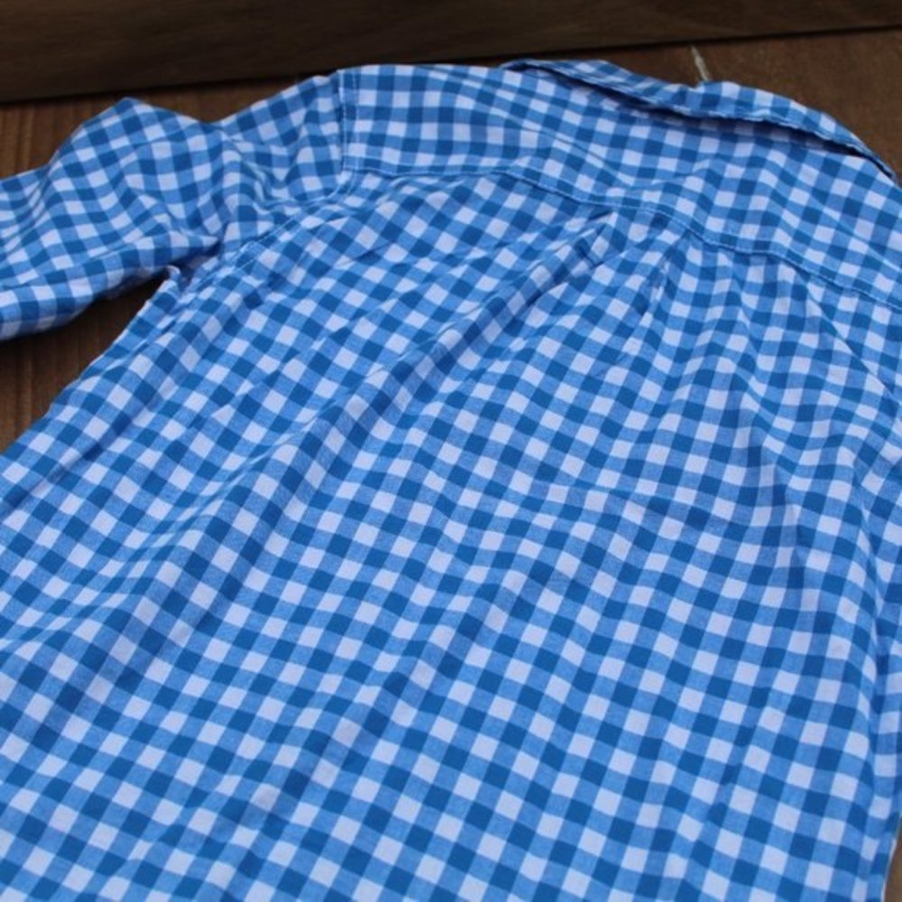 Cat & Jack Blue/White Check Cotton Button Up LS - Picture 4 of 5